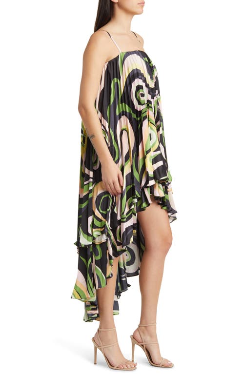 HUTCH HUTCH ZAE PRINT PLEATED RUFFLE DRESS