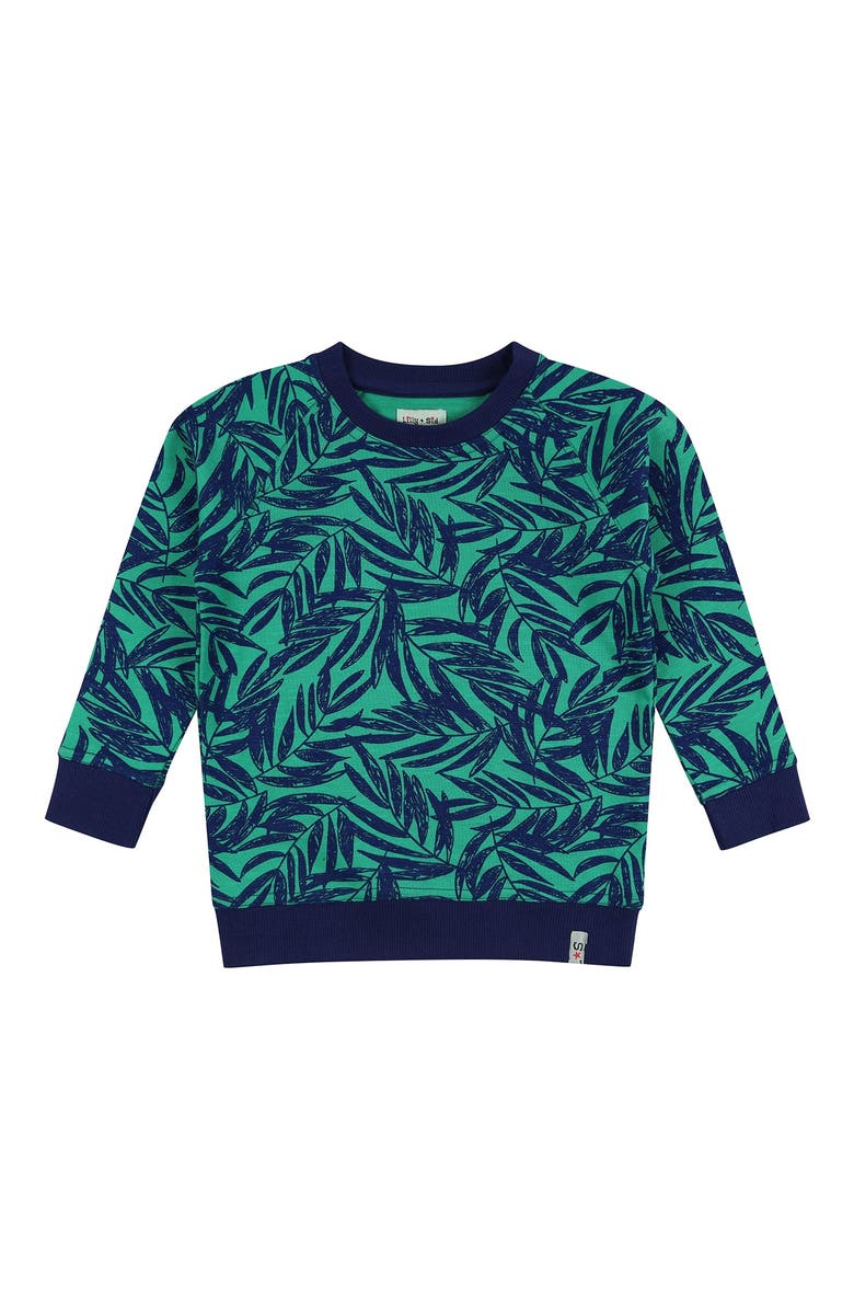 Lilly + Sid Organic Cotton Palm Print Sweatshirt, Main, color, Green