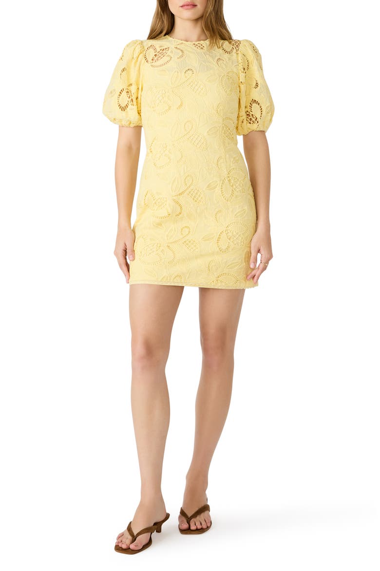 Elly Embroidered Minidress, Main, color, PALE YELLOW