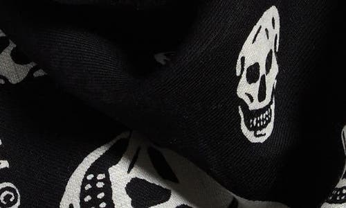 Alexander Mcqueen Mcqueen Skull Print Wool Fringe Scarf In Black