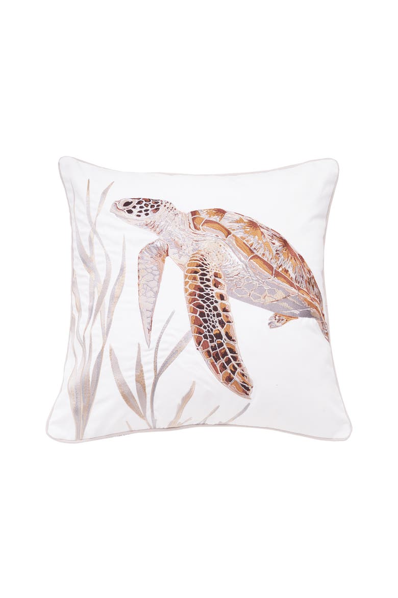Sea Turtle Neutrals Pillow, Main, color, Orange