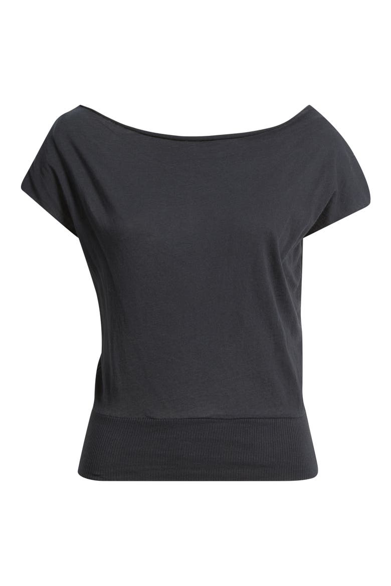 Off the Shoulder Banded Top, Alternate, color, BLACK