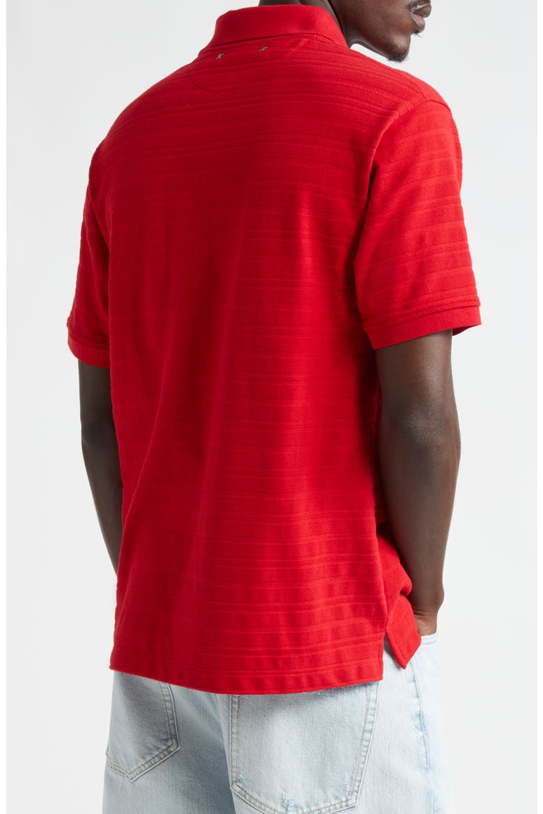 Journey Textured Stripe Cotton Piqué Polo, Alternate, color, HAUTE RED
