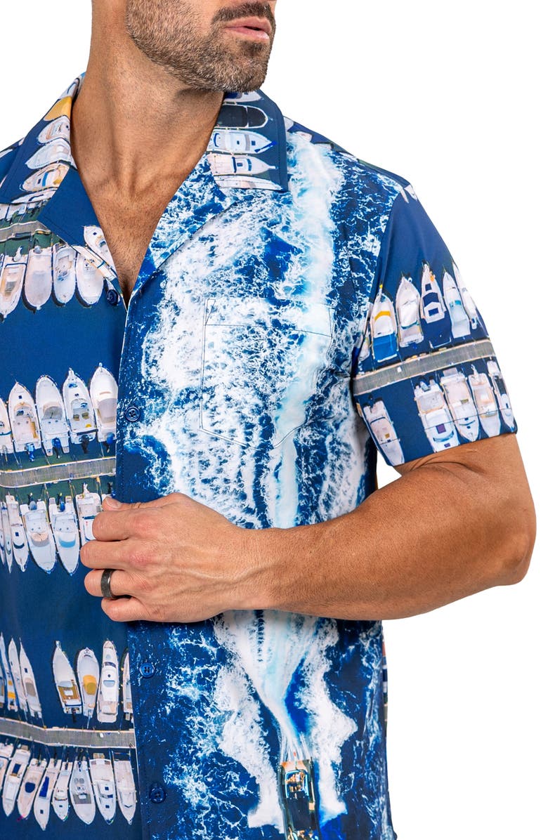 Maceoo Marthy Blue Camp Shirt, Alternate, color, 