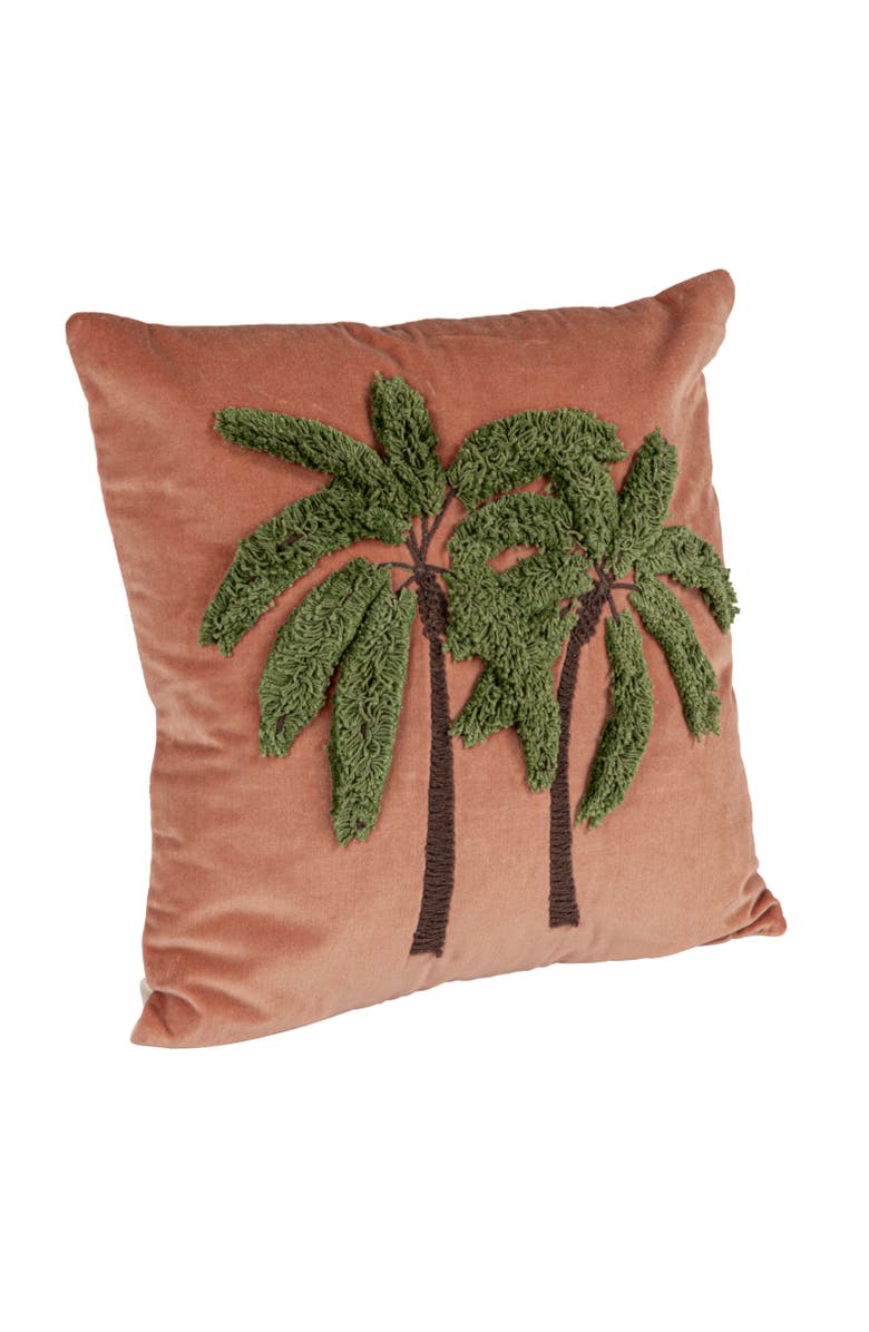 Storied Home Tropical Embroidered Velvet Pillow, Multicolor, Main, color, Pink