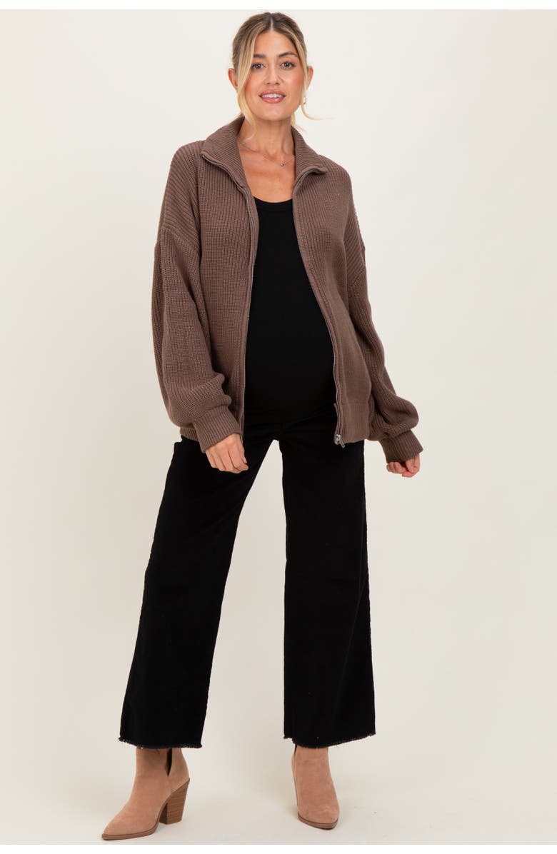 PinkBlush Oversized Zip Up Cardigan, Alternate, color, Camel