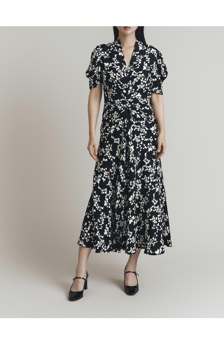 Ghost London Capri Crepe Floral Midi Dress, Alternate, color, Mono Trailing Florals