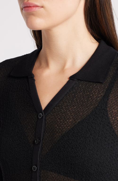 FRAME FRAME MESH LACE LONG SLEEVE POLO