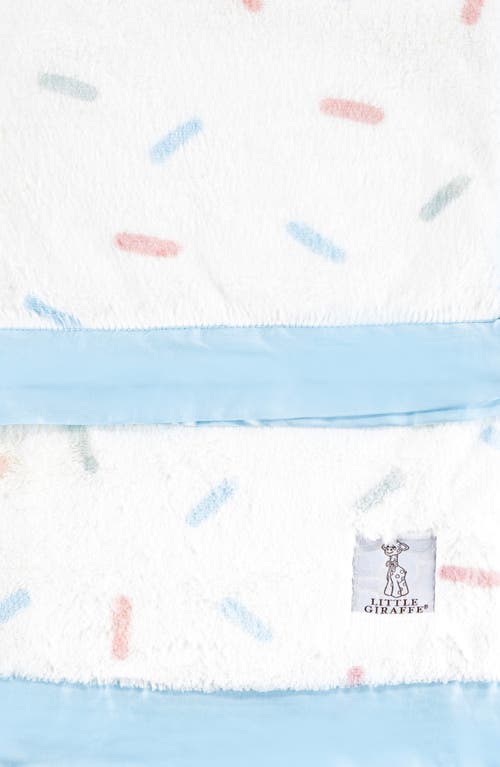 Little Giraffe Luxe Sprinkles Faux Fur Baby Blanket In White