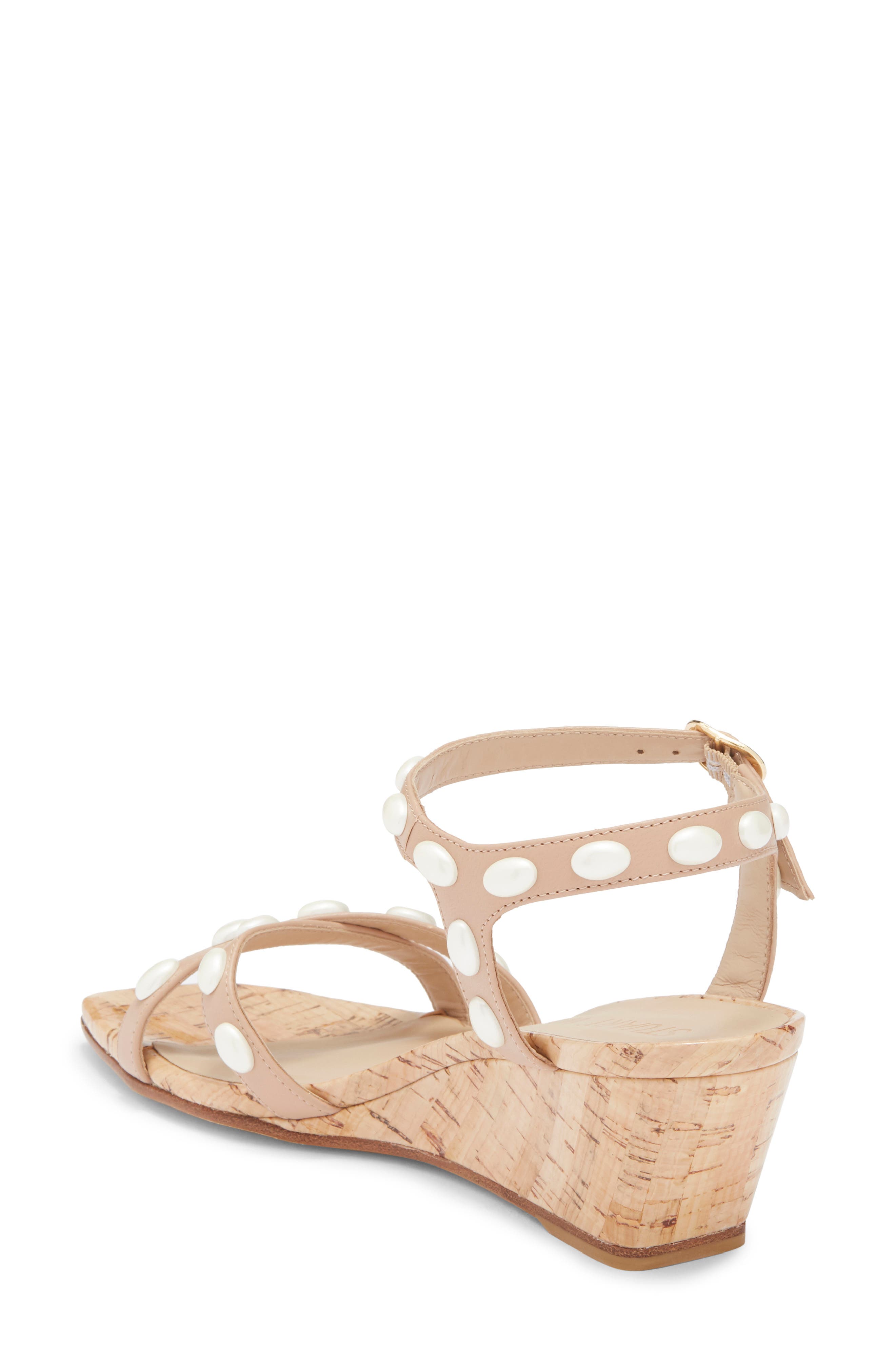 Stuart Weitzman Pearlita 50 Wedge Sandal, Alternate, color, Adobe