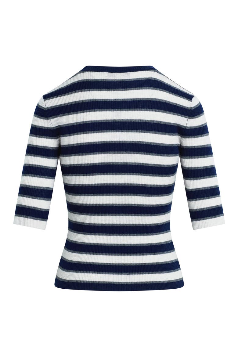 The Amelia Elbow Sleeve Wool Sweater, Alternate, color, MIDNIGHT STRIPE