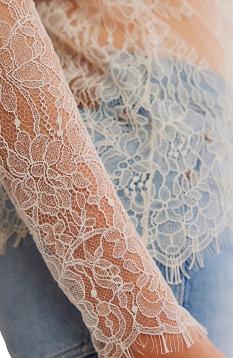 Free People Long Last Lace Layering Top, Alternate, color, Clean Ivory