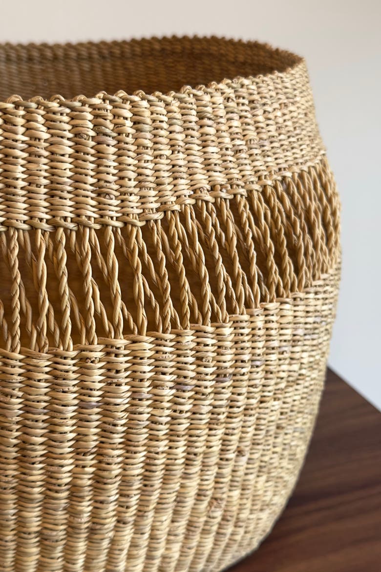 Mixed Weave Natural Planter Basket, Alternate, color, Natural