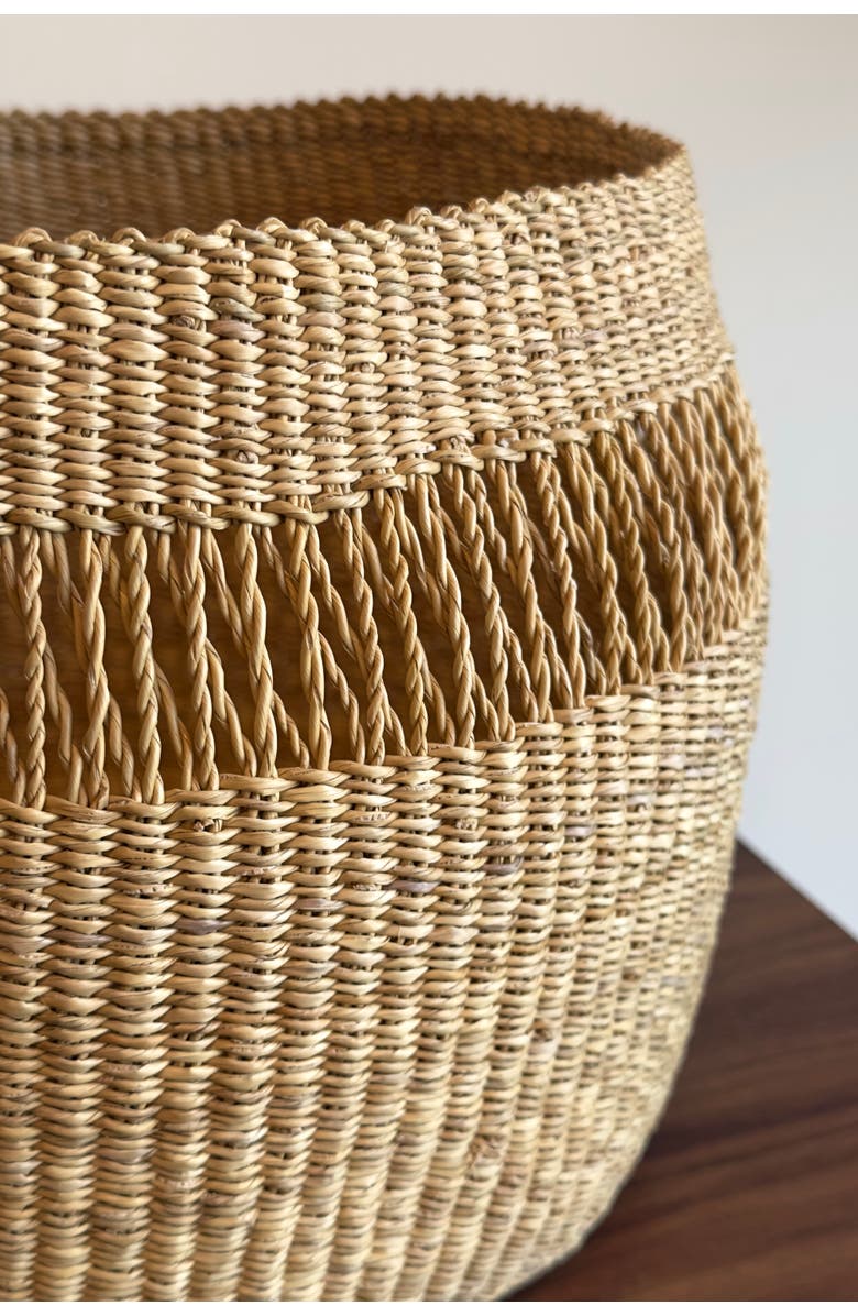 Mbare Mixed Weave Natural Planter Basket, Alternate, color, Natural