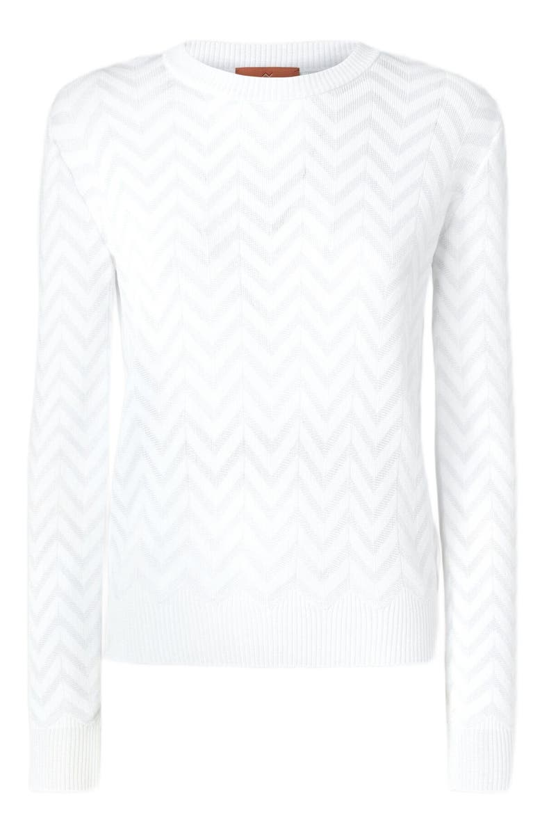Missoni Tone-on-tone Chevron Crewneck Sweater, Alternate, color, White