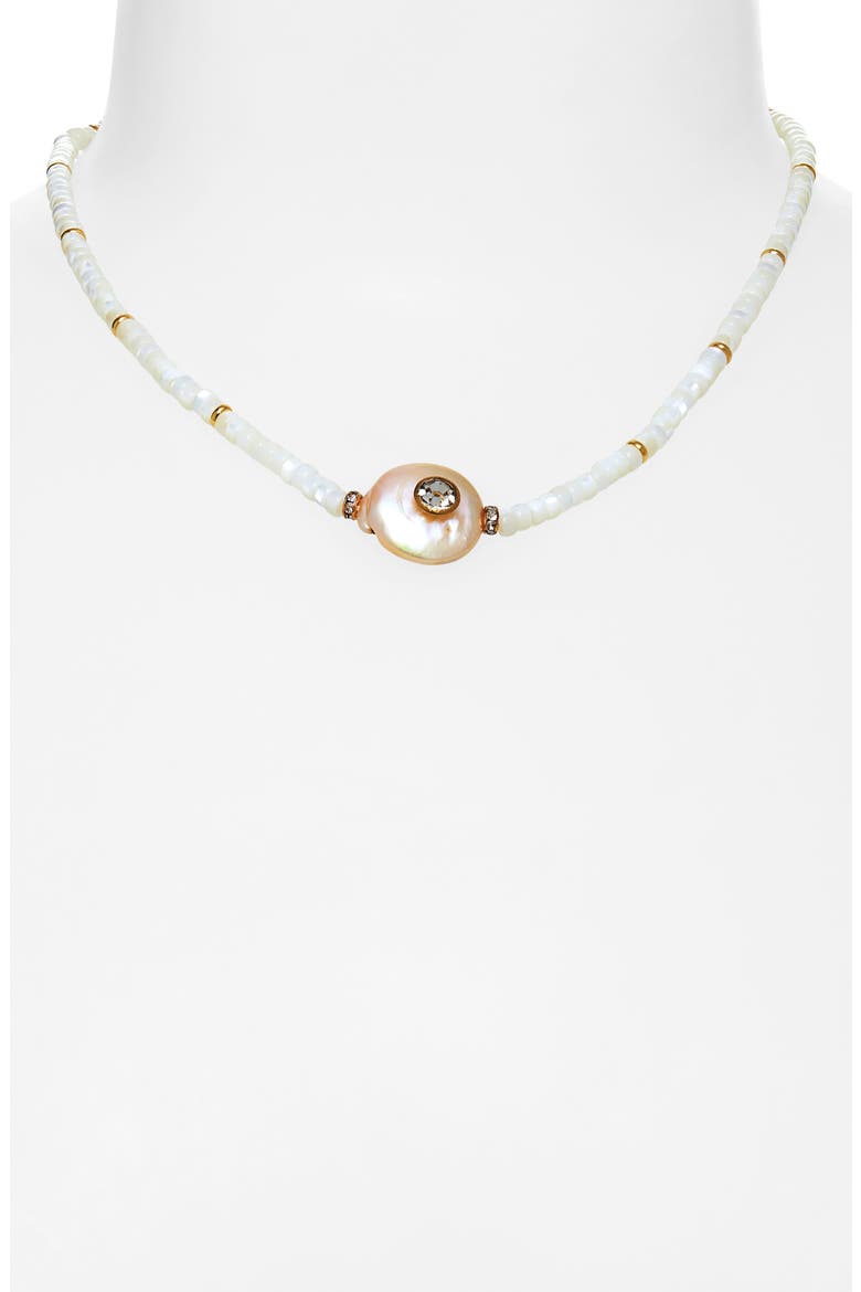Shell Beaded Pearl Pendant Necklace, Alternate, color, WHITE