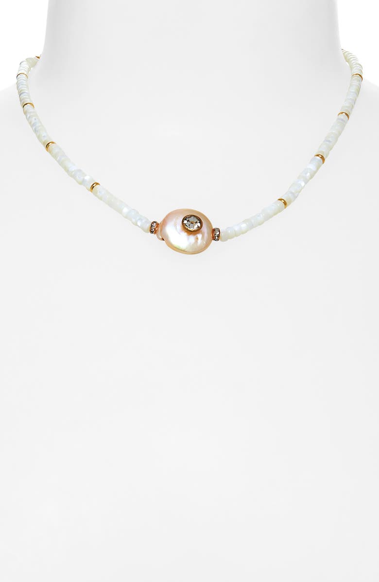 Cara Shell Beaded Pearl Pendant Necklace, Alternate, color,
