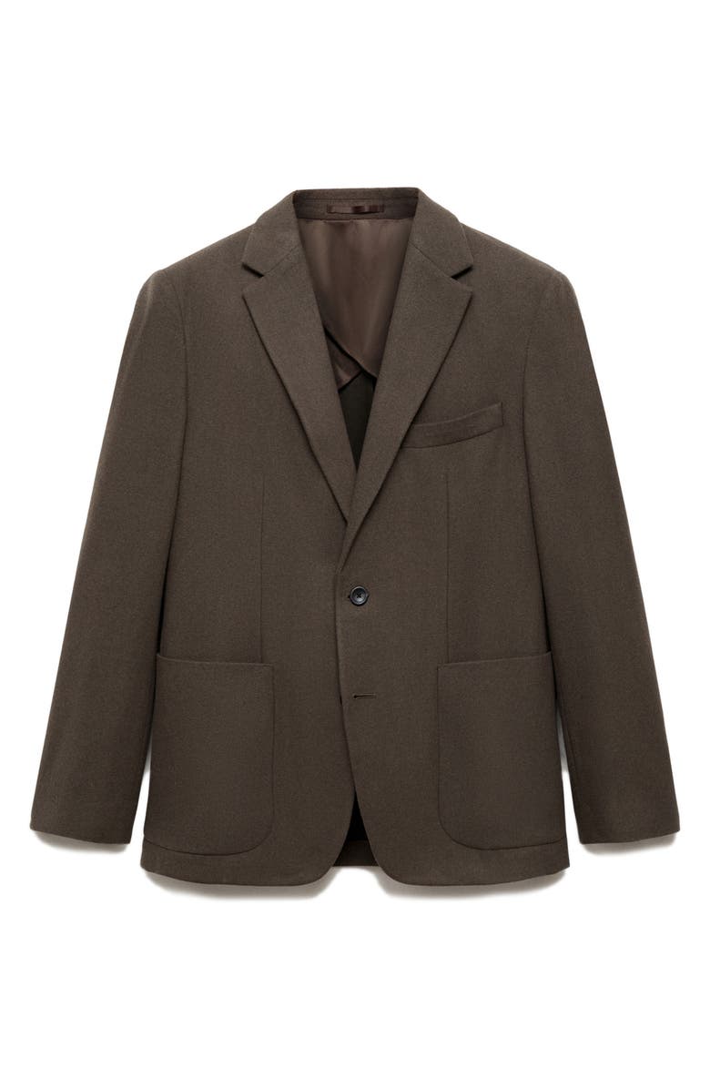 MANGO Slim Fit Solid Wool Blend Flannel Sport Coat, Alternate, color, Khaki Brown