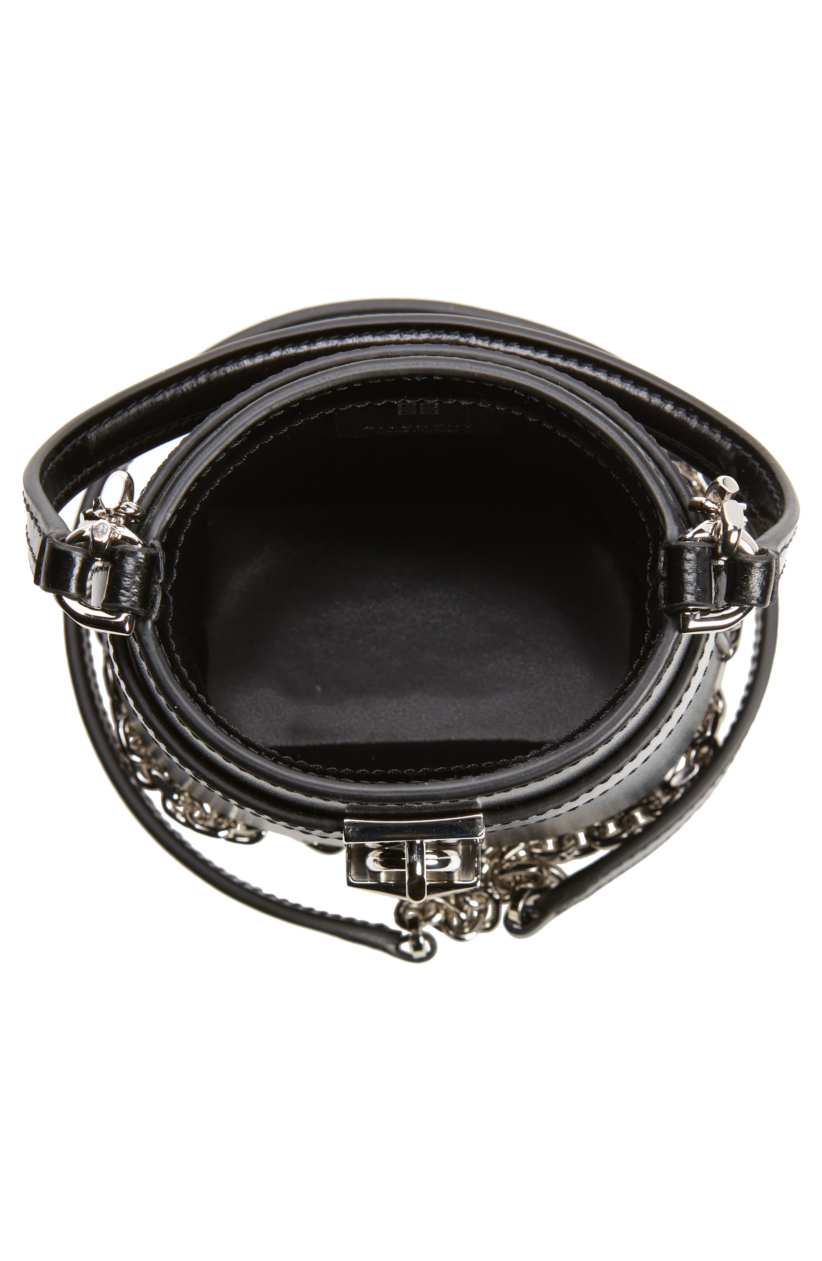 Givenchy Micro Shark Lock Leather Bucket Bag, Alternate, color, 