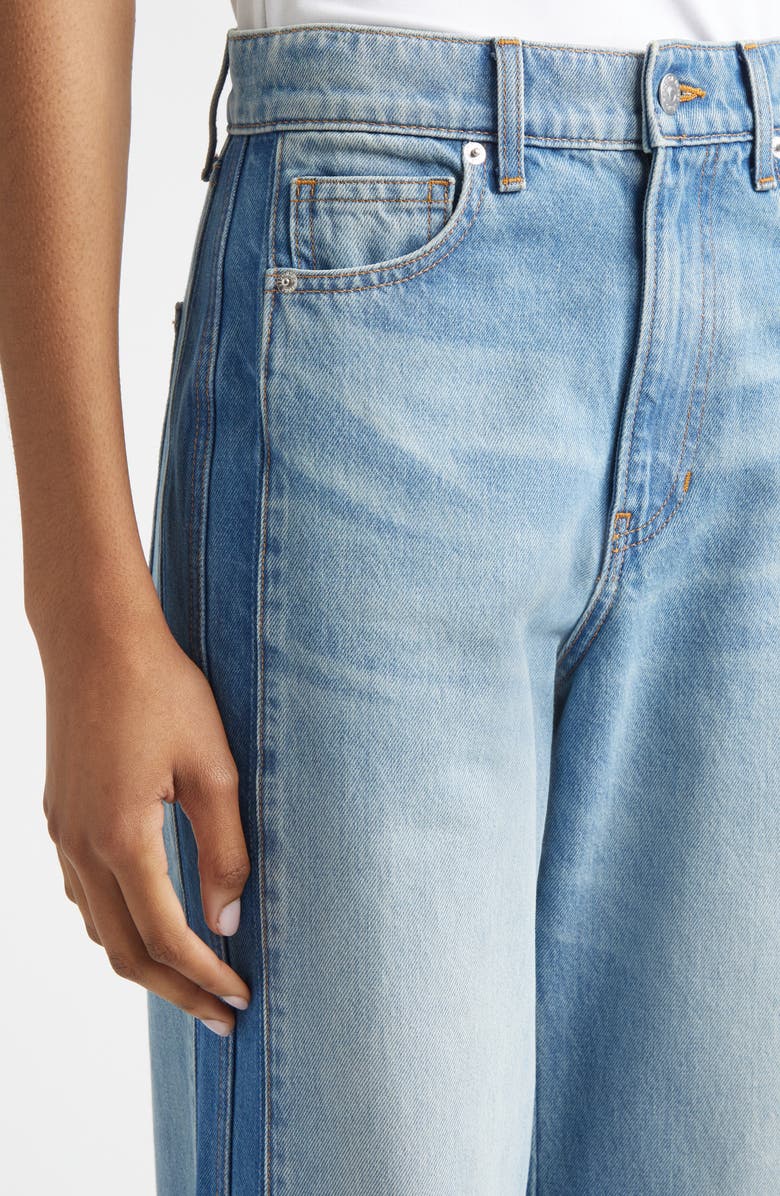 Veronica Beard Taylor Colorblock High Waist Wide Leg Jeans, Alternate, color, Cloudy Colorblock