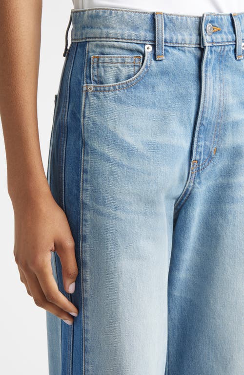 Veronica Beard Taylor Colorblock High Waist Wide Leg Jeans In Blue