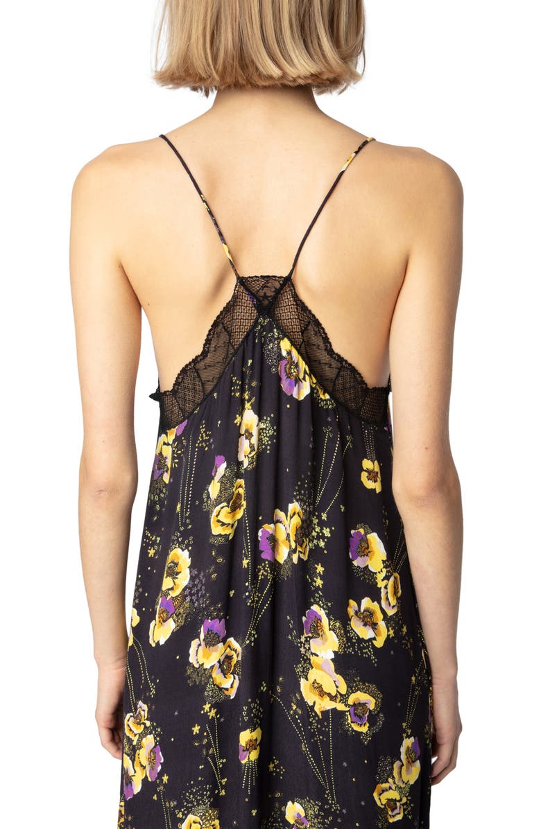 Zadig & Voltaire Risty Yoko Floral Crepe Slipdress, Alternate, color, 