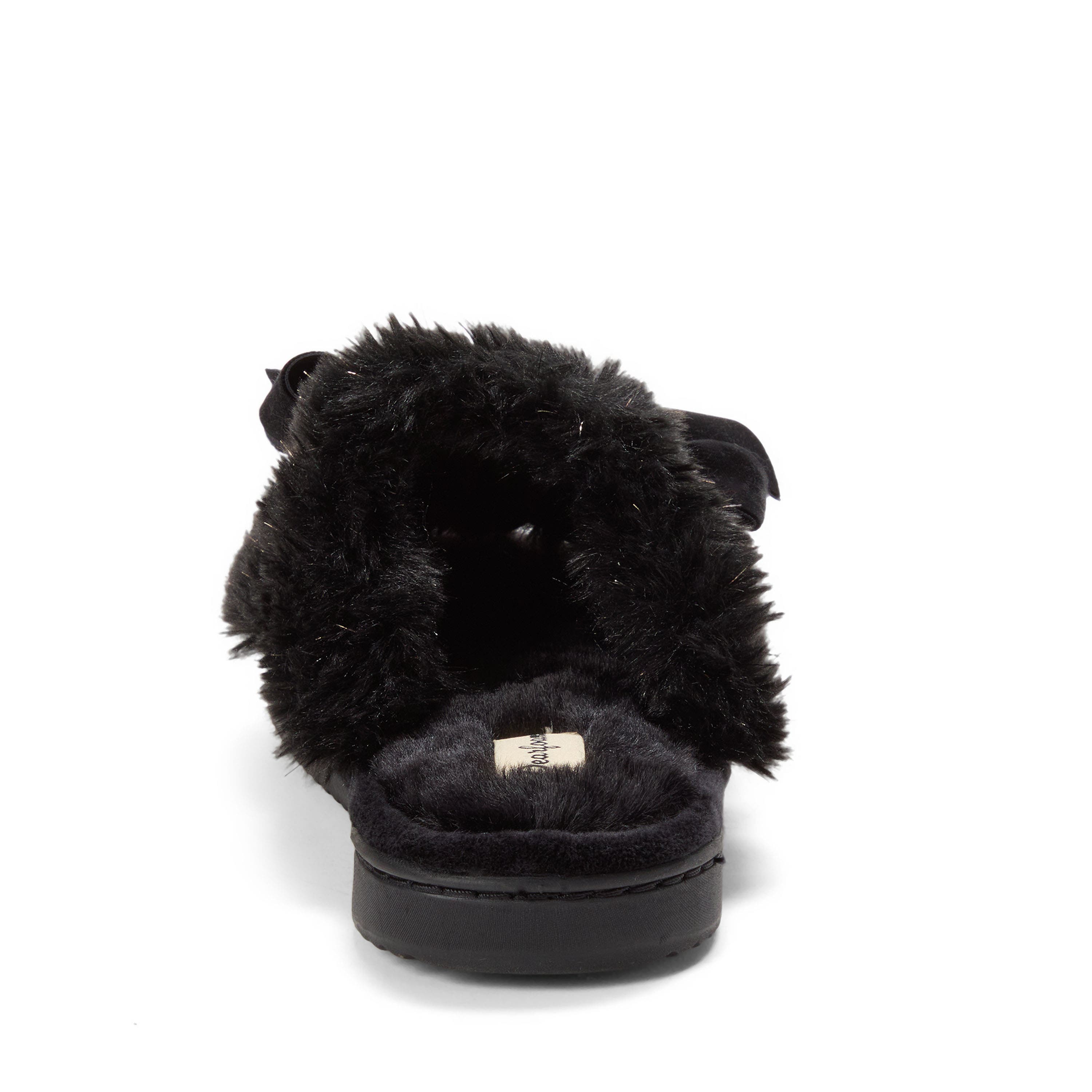 DEARFOAMS Bianca Pile Slide Slipper with Bow, Alternate, color, Black