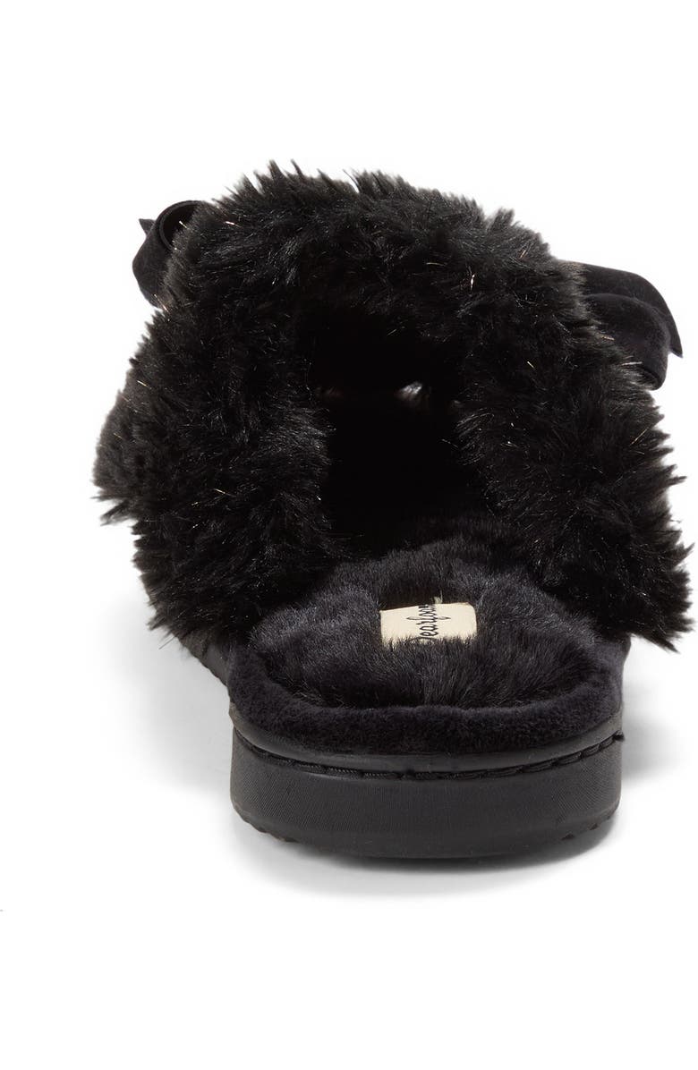 DEARFOAMS Bianca Pile Slide Slipper with Bow, Alternate, color, Black