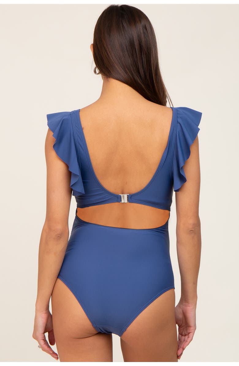 PinkBlush Cutout Flutter One Piece Swimsuit, Alternate, color, Blue