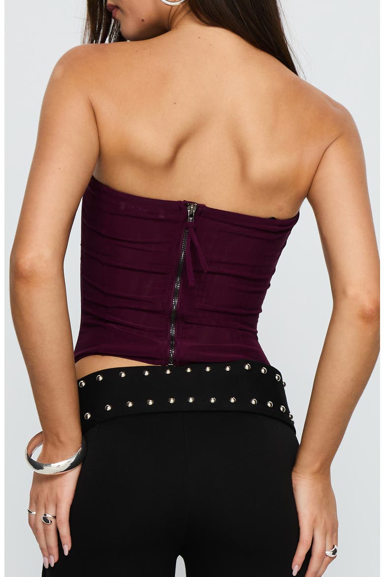 Oscuro Mesh Corset Top, Alternate, color, CURRANT