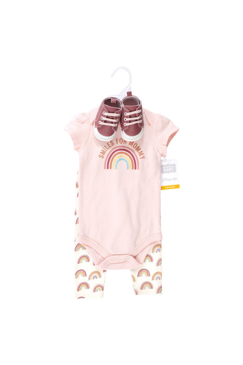 Cotton Comfort 3pk Bodysuit, Pants, And Shoes, Alternate, color, Sunshine Rainbows