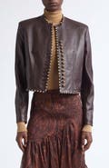 Etro Crop Studded Leather Jacket