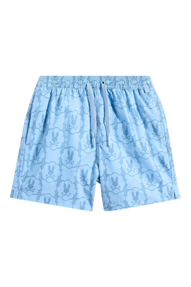 Kids' Toby Bunny Print Swim Trunks, Main, color, GLACIER LAKE