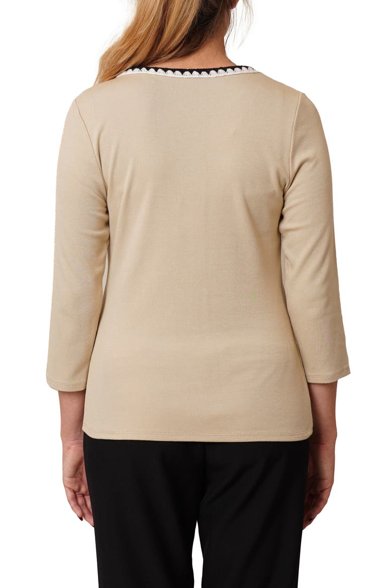 Stitched U-Neck T-Shirt, Alternate, color, PALE KHAKI/ BLACK/ BONE