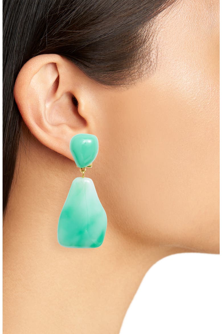 Wilma Holographic Imitation Pearl Drop Earrings, Alternate, color, SAGE