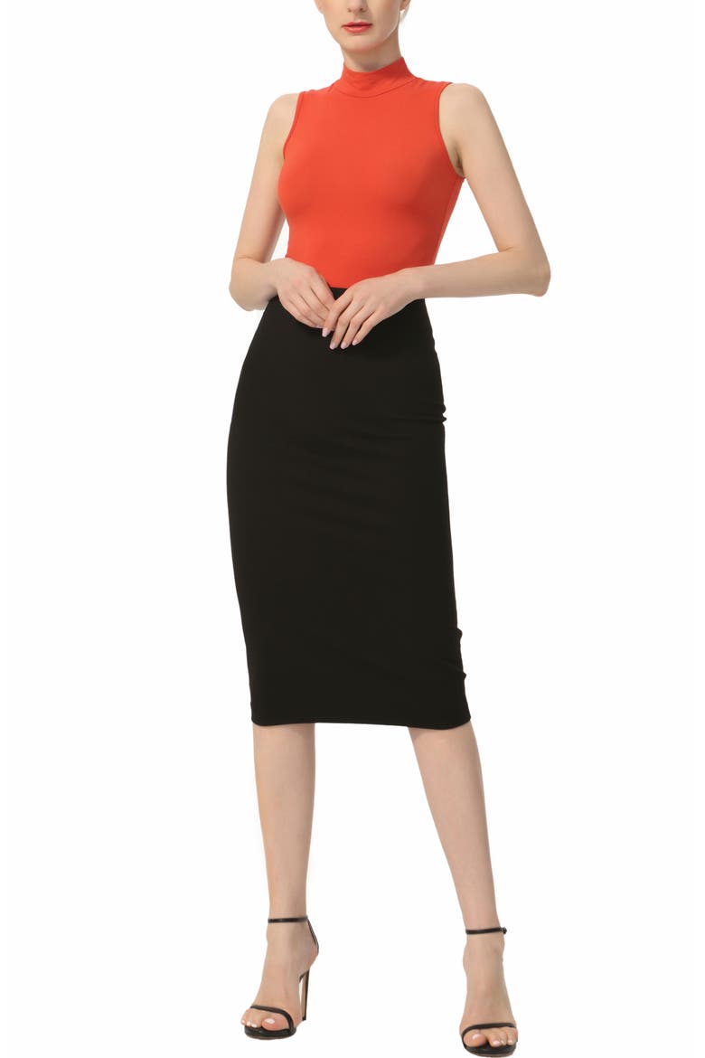 Women's Exposed Back Zip Pencil Skirt, Alternate, color, Black