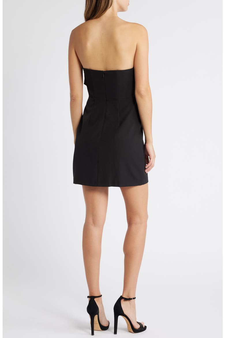 Organza Ruffle Strapless Cocktail Minidress, Alternate, color, BLACK
