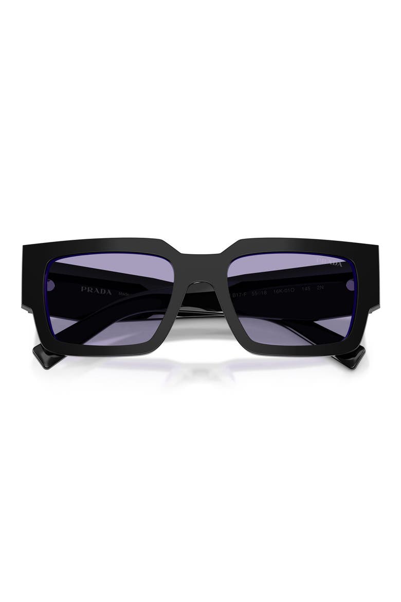 55mm Rectangular Sunglasses, Alternate, color, BLACK/ PURPLE / VIOLET