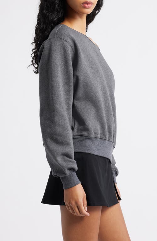 Bp. Fleece Detail Off The Shoulder Sweatshirt In Gray