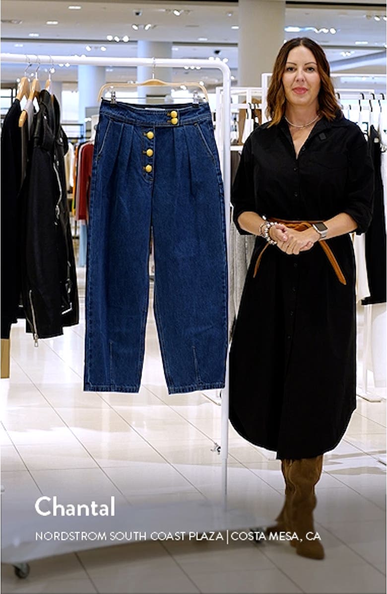 Premium Pleated Crop Wide Leg Denim Trousers, sales video thumbnail