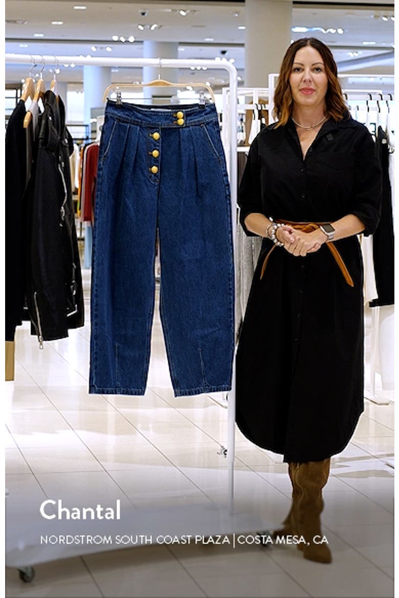 Premium Pleated Crop Wide Leg Denim Trousers video