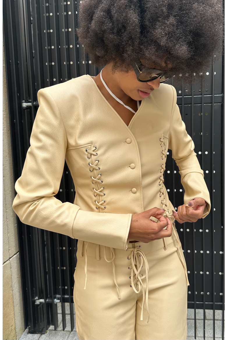 Gia Pu Jacket, Alternate, color, Beige