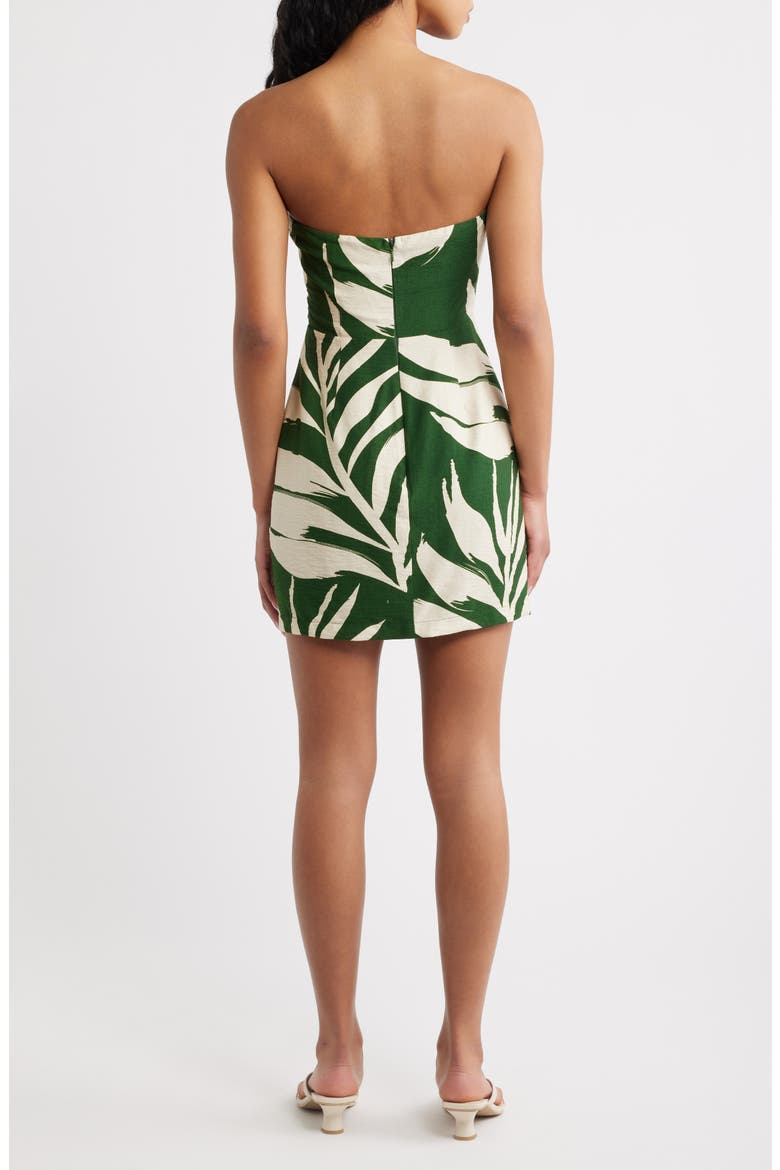 Morea Print Strapless Minidress, Alternate, color, EMERALD
