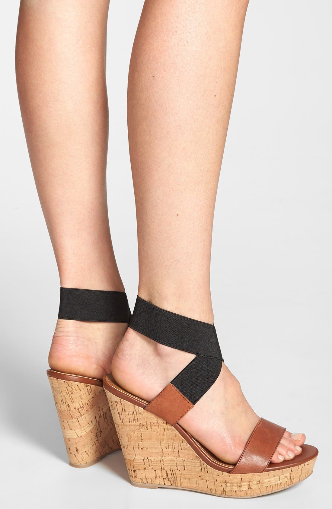 'Roperr' Wedge Sandal, Alternate, color, COGNAC MULTI