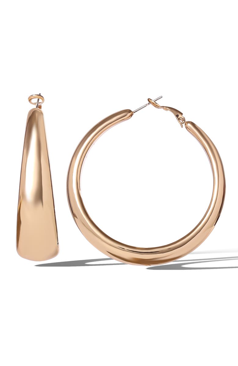 Jessica Simpson Polished Chunky Gold-Tone Hoop Earrings, Alternate, color, Gold