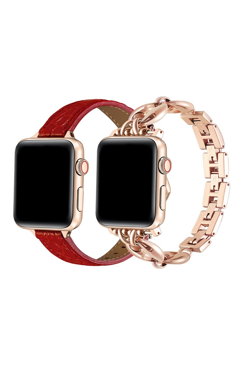 Cleo Poppy 2-Pack Apple Watch® Watchbands, Alternate, color, ROSE GOLD