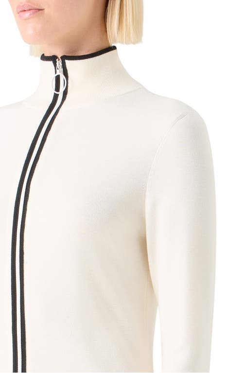 Akris Punto Stretch Virgin Wool Zip Cardigan In White