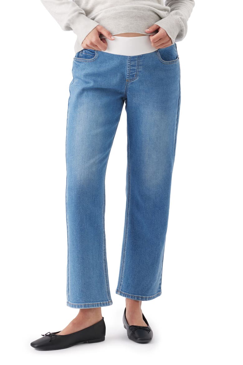 Teddy Straight Leg Maternity Jeans, Main, color, Classic Blue