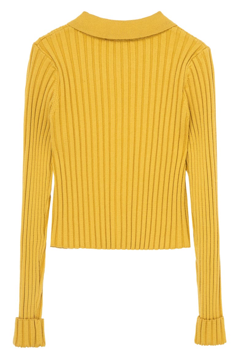 Kid's Rib Button-Up Top, Alternate, color, MUSTARD