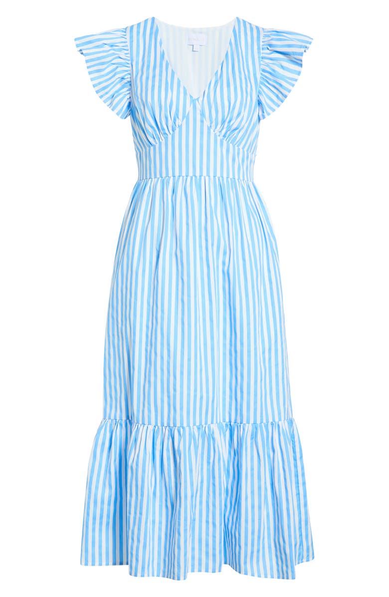 SUGARLIPS Stripe Ruffle Sleeve Cotton Dress, Main, color, Blue-Wht-Stripe